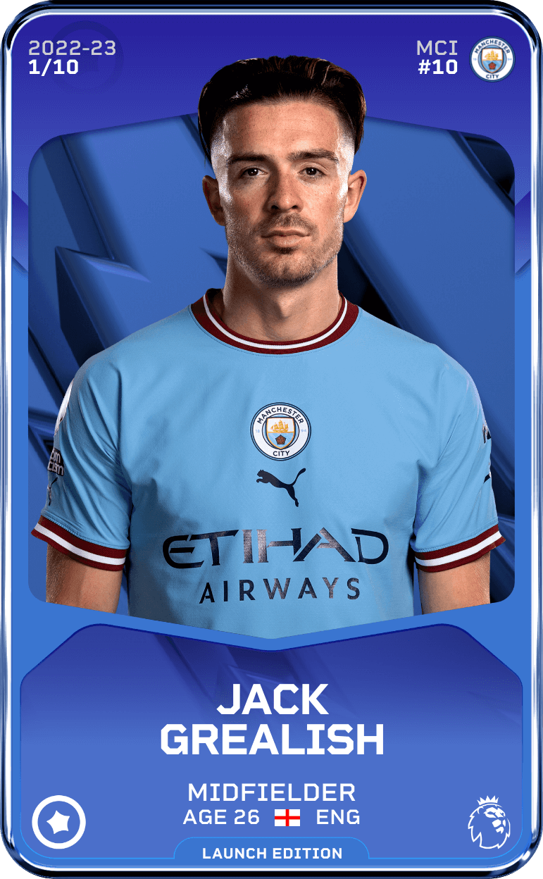 Jack Grealish : card 2022 super_rare 1 sorare - SorareBase.football