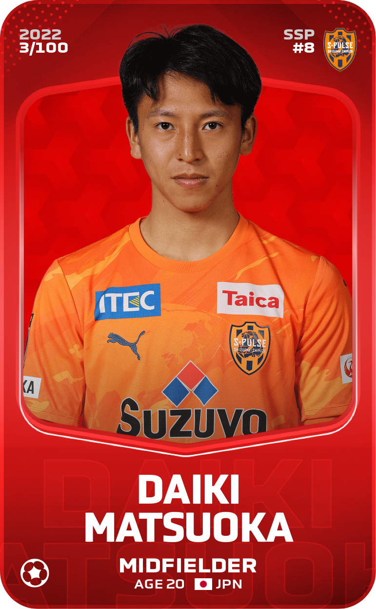 Daiki Matsuoka card 2022 rare 3 sorare SorareBase.football